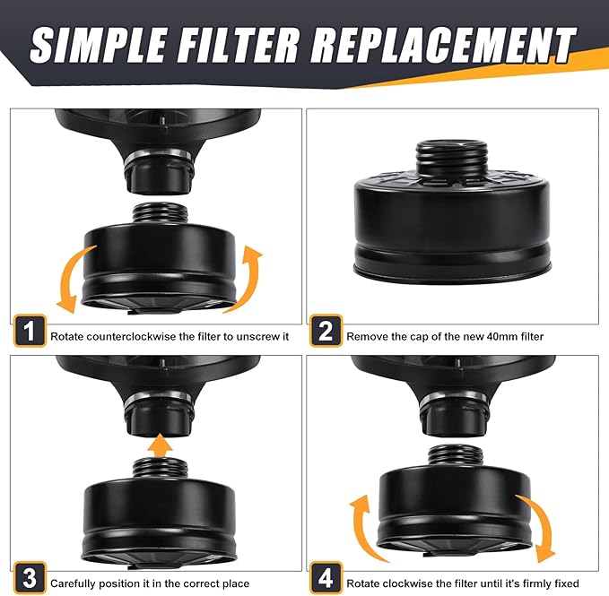 Full Face Respirator Mask with Filters, Anti-Fog Lens Anti-Gas Anti-Dust Gas Mask Against Vapours & Particles, Paint