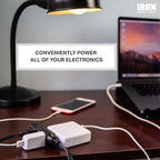 Iron Forge Cable 8 ft Flat Plug Black Extension Cord with 3 Outlets - 16/3 SJTW 3 Prong Indoor Extension Cord with Multiple Outlets