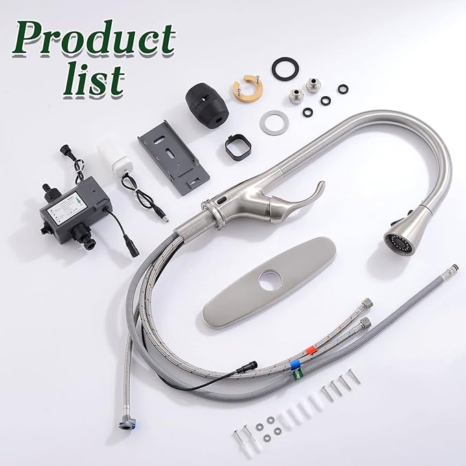 APPASO Touchless Kitchen Faucet Brushed Nickel with Pull Down Sprayer, Motion Sensor Activated Hands-Free Kitchen Faucet, Single Handle Smart Kitchen Sink Faucet