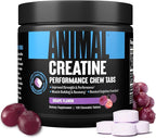 Animal Creatine Chews Tablets - Enhanced Creatine Monohydrate with AstraGin to Improve Absorption, Sea Salt for Added Pumps, Delicious and Convenient Chewable Tablets - Grape