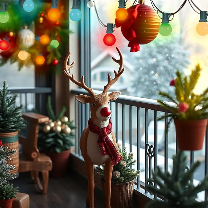 25-Pack G40 Replacement Christmas Lights Bulbs, Colored Light Bulbs for Christmas Outdoor String Lights, C7/E12 Candelabra Base, 5W Incandescent Light Bulbs-Multicolor