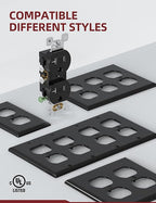 AIDA 20 Amps Outlets Duplex Electrical Receptacle Outlets,Tamper Resistant,Heavy-Duty Receptacle Wall Outlet,Residential,TR,3-Wire, Self-Grounding Clip, NEMA 5-20R,UL Listed (20 Pack, Black