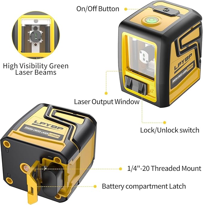 360° Laser Level with Tripod,100ft/30m Self Leveling Laser Level,with Rechargeable Battery & Type-C Charging Port, Self Leveling Wide Angle Cross Leveler Tool for Construction