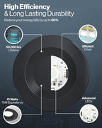 Sunco 24 Pack 5CCT Black LED Recessed Lighting 6 Inch, 2700K/3000K/3500K/4000K/5000K Selectable, Dimmable Can Lights, Baffle Trim, 13W=120W, 965 LM, Damp Rated, Retrofit Installation - UL Listed.