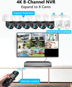 4K PT PoE Outdoor Wired Security Camera System Home Wired Cameras Video Surveillance