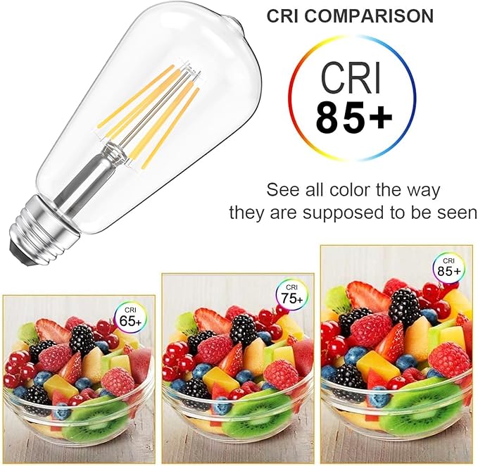 Ralbay ST64 Vintage LED Edison Bulbs 10 Pack, 60W Equivalent, Bright Natural White Light 4500K, Clear Glass E26 Medium Base
