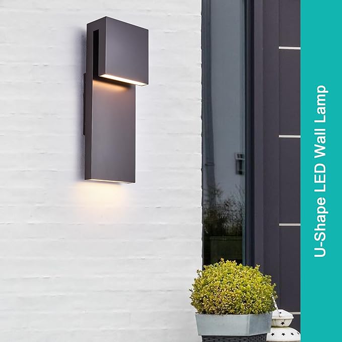 Modern Outdoor Indoor Integrated LED Wall Sconce, 2-Light Total 17W,Bronze Finish,1600 Lumens,3000 Kelvin,90 CRI, Dimmable,Input 120-277V,Weatherproof for Global Front Porch Decor Use.