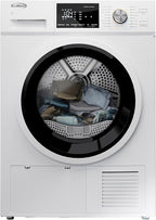 KoolMore FLD-5CWHP Electric Ventless Heat Pump Dryer, 4.4 Cu. Ft, for Small Home or Apartment, Stackable Unit, Wrinkle Prevention with Sensor Technology, 16 Drying Cycles [240V], Medium (24"), White