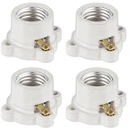 4 Pcs Porcelain Lamp Holder Socket E26/E27 Medium Keyless Threaded Socket with Two Hole Flanged Mounting 660W 250V Medium Base Lampholder Cleat Sockets for Indoor Garage Closet Lighting