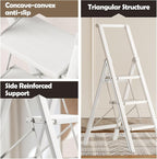Taranta 3 Step Ladder, Portable Folding Ladder with Wide Pedal, Lightweight Aluminum Step Stool with Convenient Handgrip, 330 lbs Capacity Stepladder for Home, Office - White