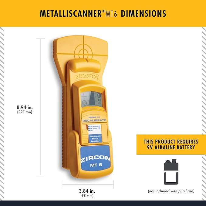 Zircon MetalliScanner MT6 Professional Metal Detector,Yellow,12.17 x 8.23 x 3.58 inches