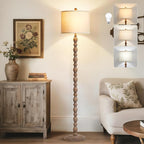 Luvkczc 62" Farmhouse Floor Lamp for Living Room & Bedroom - 3-Color Temperature Standing Lamp, Vintage Rustic Tall Floor Lamps with Rotary Switch, Resin Corner Lamps for Office (Dark Brown)