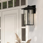 Kichler 20" Capanna 1-Light Extra-Large Wall Light with Clear Water Glass in Textured Black, for Porch, Patio, Garage, Front Door, (20" x 10.75"), 49928BKT