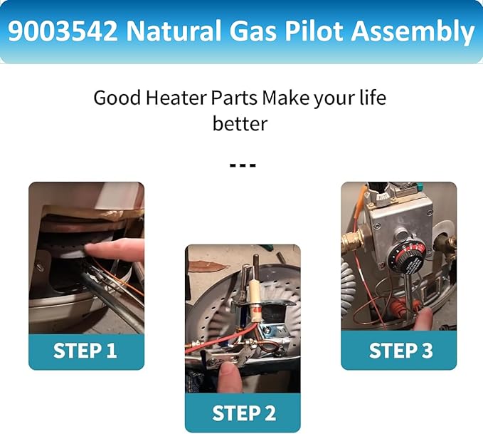 Long Term 9003542 Pilot Assembly Replacement for Natural Gas Water Heater, Compatible with Reliance, A.O.Smith, Kenmore, State GS and GSX, Replaces 100109295,9003542005