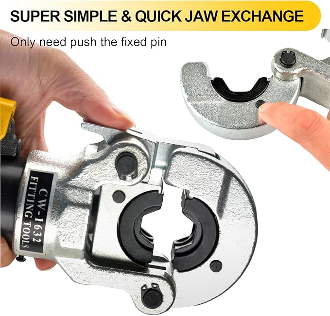Hydraulic Copper Tube Crimping Tool,Copper Pipe Fittings Crimping and Plumbing Tool with Crimping Dies Jaw 1/2", 3/4", 1"
