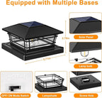 Solar Post Cap Lights Outdoor 6 Pack [LED Bulb, 2 Brightness Setting] Fence Post Solar Lights Waterproof for 4x4 5x5 or 5.5x5.5 Wood Posts, Warm Bright Bulb Lighting for Garden Deck Yard