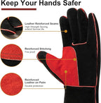 ARCCAPTAIN Leather Forge Welding Gloves, Heat/Fire Resistant 16 inches Gloves for Stick,Mig,Tig,Forge,BBQ,Grill,Fireplace,Wood Stove,Furnace,Oven,Pot