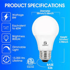 E ENERGETIC LIGHTING Dimmable Light Bulbs, 60W Equivalent 3000K Warm White, E26 Base, 8W 800 Lumens LED Light Bulbs, ETL Listed, 12 Packs