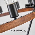 2 Tier Wooden Wagon Wheel Chandelier 43.3'' Farmhouse 24 Lights(16+8) Black Rustic Light Fixture 2-Story Round Wood Chandelier for High Ceiling Living Dining Room Foyer Villa