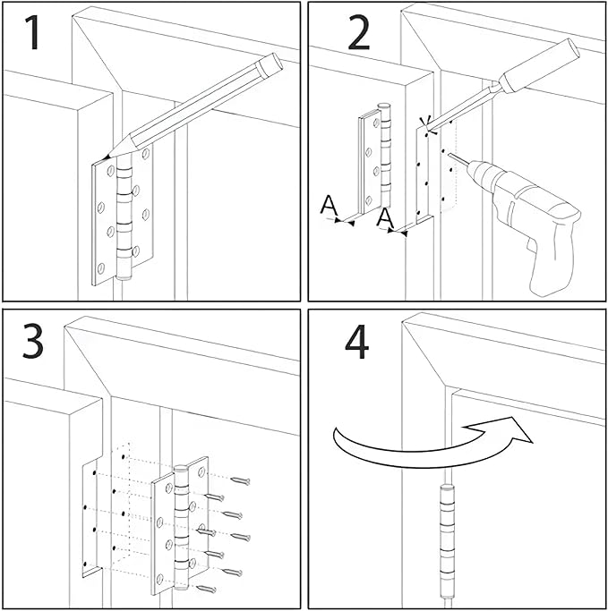 12 Pack Brushed Nickl Door Hinges 3.5 Inch x3-1/2 5/8 Radius Round Interior Hinge 3 ½" Satin Silver Heavy Duty Steel Iron Hardware for Bifold Standard Doors Home House Decor Accessories Kits