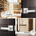 GOBEKOR Passage Door Levers Brushed Nickel Square Interior Door Handles Keyless Hall Closet Door Locks, 8 Pack