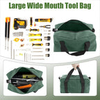Small Tool Bag,Close Top Wide Mouth Tool Organizer Bag,Large Capacity Tool Bags for Men,Canvas Tool Storage Bag for Storage Handbag for Screwdrivers,Wrench,Pliers Hand Tools (DarkGreen, 20 Inch)