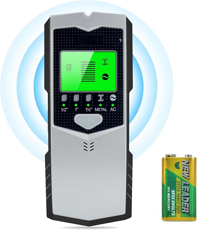 Stud Finder Wall Scanner, Upgraded 5 in 1 Electronic Metal Wood AC Wire Detector with Smart Sensor, LCD Display &Audible Alarm,Stud Beam Finders for the Center and Edge of Stud Metal Joist Pipe