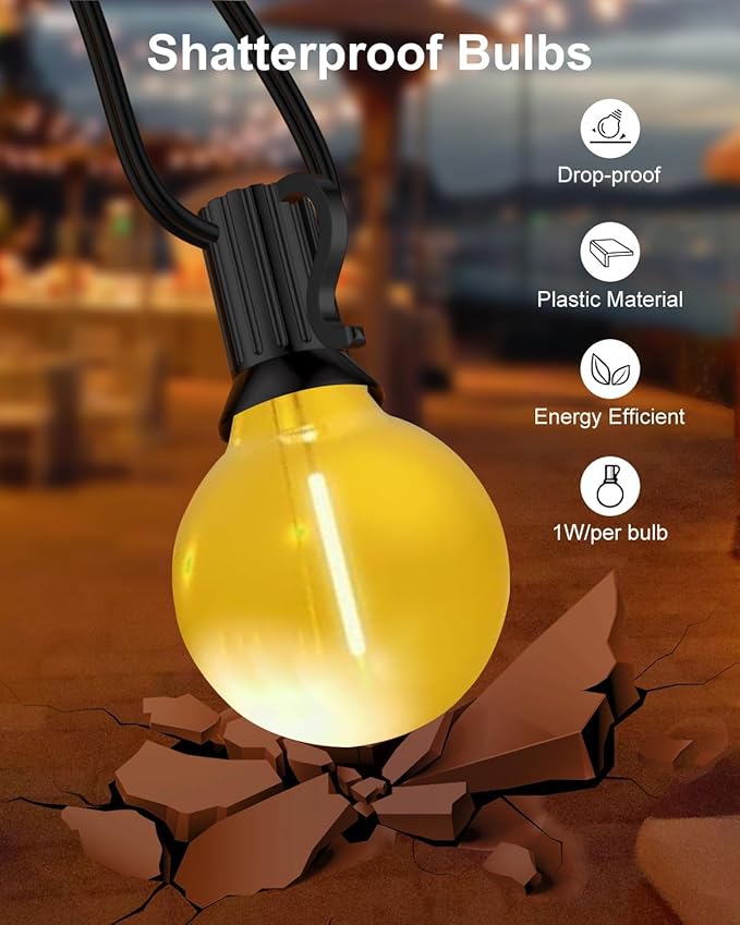 5 Pack G40 Yellow Led Replacement Bulbs,E12/C7 Candelabra Base,1 Watt Shatterproof Colored Bulbs for Christmas Halloween Outdoor Indoor Decor (Yellow)