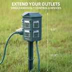 Flexora Outdoor Power Strip with 24-Hour Mechanical Timer, 50 FT Extension Cord Waterproof, 6 Grounded Outlets for Outdoor Christmas Decorations, ETL Listed