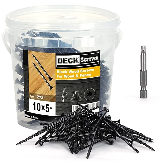 Deck Screws #10X5’’, T25 Star Torx Drive Flat Head Wood Screws, Black, 5lb