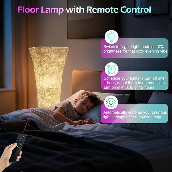 Floor Lamps for Living Room, RGB Color Changing Corner Floor Lamp with Remote Control, Dimmable Standing Lamp for Bedroom, Office, Game Room, Kids Room (Bulbs Included)