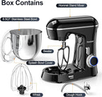 Stand Mixer, 6.5QT 10-Speed Tilt-Head Electric Stand Mixer, 3-In-1 Kitchen Mixer with Bowl, Dough Hook, Whisk and Beater, Food Mixer for Baking, Cake and Most Home Cooks, Black