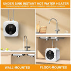 Mini Tank Water Heater Electric 2.5 Gallon Under Sink Instant Hot Water Heater with LED Dsiplay,T&P Valve,3-Way Diverter,110V 120V Point Of Use Water Heaters for Kitchen RV Bathroom White