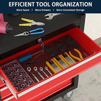 5-Drawer Metal Rolling Tool Chest with Wheels,Tool Storage Cabinet with Locking System，Toolbox with Wheels for Garage, Warehouse, Workshop, Repair Shop (Black&red, 5Drawer)