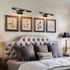 Picture Light for Wall, 18in Brass Hardwired Picture Frame Light, Painting Poster Lighting 2 Light Dimmable Art Display Light Wall Sconce for Gallery Living Bathroom-Included Bulbs(Black)