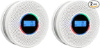 Smoke Detector Carbon Monoxide Detector Combo with Digital Display and Sound Light Alarm, 2-in-1 Smoke & CO Alarm with Battery Operated for Home, Travel or RV