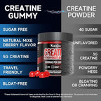 Creatine Monohydrate Gummies for Men & Women – 5000mg Creatine + 500mg L-Taurine & B12, Sugar-Free, Boost Focus, Strength & Endurance, Vegan, Anti-Melting Formula (Mixed Berry, 120 ct)