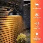 Dusk to Dawn Outdoor Gooseneck Barn Light,16 Inch Dome Outdoor Wall Sconce Farmhouse Exterior Wall Mount Light Vintage Wall Lighting Fixture Industrial Black Wall Lantern for Porch, 2 Pack