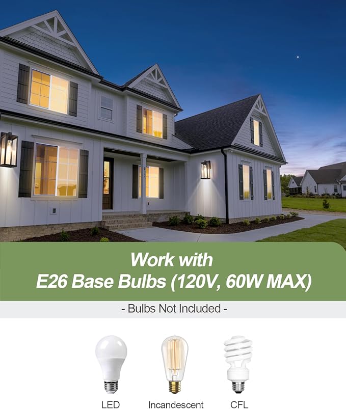 LITFIT Dusk to Dawn Outdoor Lighting, 14'' Matte Black Exterior Lighting Fixtures, Waterproof and Rustproof, Outside Wall Lantern for House, Garage, Porch & Patio, Blubs Not Included