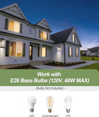 LITFIT 2-Pack Dusk to Dawn Outdoor Wall Light Fixtures, 14'' Die-Casting Aluminum Outside Garage Wall Sconce, Hardwired Porch & Patio Lights, Minimalist Matte Black, Bulbs Not Included