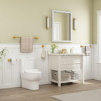 Suyar Brushed Gold Bathroom Accessories, SUS 304 Stainless Steel Bathroom Hardware Set 4 Pieces, Include Robe Hook, Toilet Paper Holder, Hand Towel Holder, Towel Bar, Wall Mount