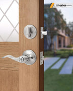 Gobrico Keyed-Alike Entry Door Lever and Deadbolt Locksets (Single Cylinder Deadbolt Keyed One Side) Satin Nickel Same Key Front Exterior Door Lockset with Knob and Deadbolt, Set of 4