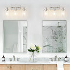 3 Light Bathroom Light Fixtures Brushed Nickel Vanity Light Over Mirror Modern Farmhouse Wall Lighting Sconces Wall Lamp for Bathroom, Bedroom, Living Room E26 Socket with Glass Shade