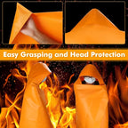 DIBBATU Fireproof Cloak, Fire Escape Cloak, Extra Big Fireproof Fiber Cape, Emergency Used as A Fire Blanket, Head Protection Fire Escape Suit for Household, Office Home (Orange, 63 * 56in)