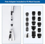 Hibbent Pull Down Kitchen Faucet Head Replacement, NSF/ANSI/CAN 61 & CUPC Certified 3-Function Sink Spray Nozzle with 15 Adapters Compatible with Moen, Delta, Kohler Faucets, Chrome