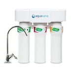 Aquasana Under Sink Water Filter System - Reduces PFAS, Lead, & Chlorine in Drinking Water - Under Counter Claryum Filtration for Kitchen - 3-Stage Max Flow - Chrome Faucet - AQ-5300+.56