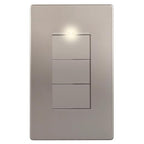 LIDER Minimalist Design Matte Finish Lighted Triple Switch with Screwless Wall Plate, Combination Frameless Decorator Switch with Locator Light, Ground Terminal Single Pole 15A 120V, UL Listed, Nickel
