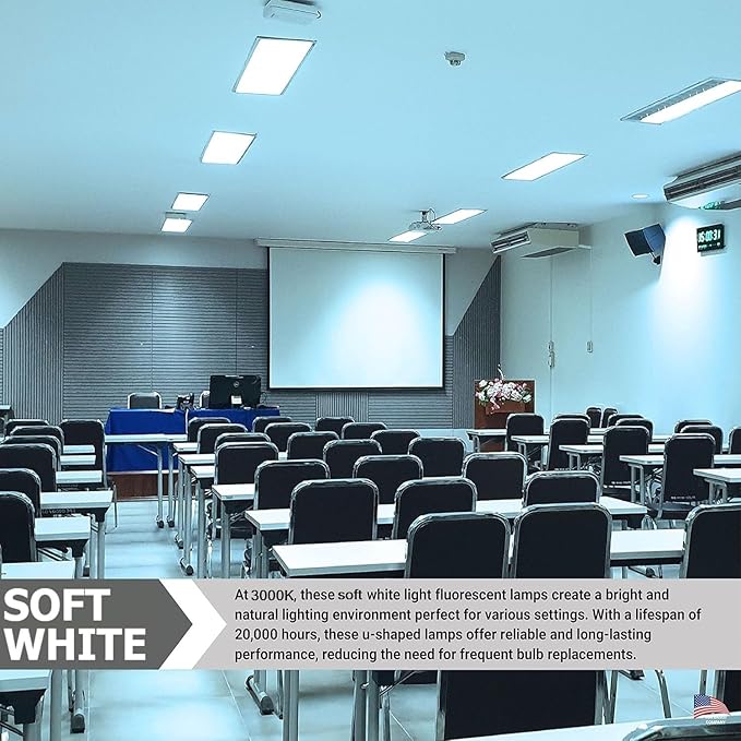 Diodesy- U-Bend T8 Fluorescent Tube Light Bulb 32W 3000 Lumens 3000K Soft White G13 Miniature Bi-Pin Base Rohs Compliant Pack of 12- U Shaped Linear Replacement Lamp