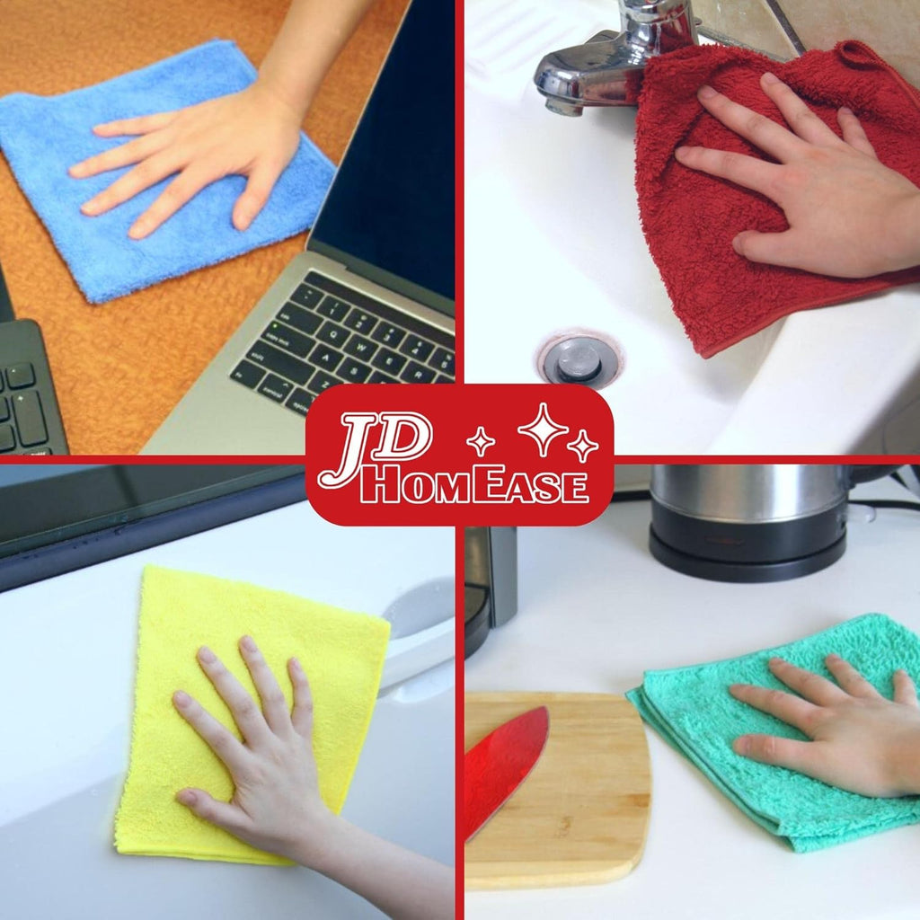 Microfiber Cleaning Cloths, 240 Pack, 16"x16", All-Purpose, Softer, Highly Absorbent, Lint-Free, Reusable, Washable Pro Towels, Blue, for House, Kitchen, Bathroom, Car, Office