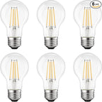 LUXRITE Vintage A19 LED Light Bulbs 60W Equivalent, 3500K Natural White Dimmable, 800 Lumens, Standard LED Edison Bulb 8W, UL Listed, E26 Base (6 Pack)